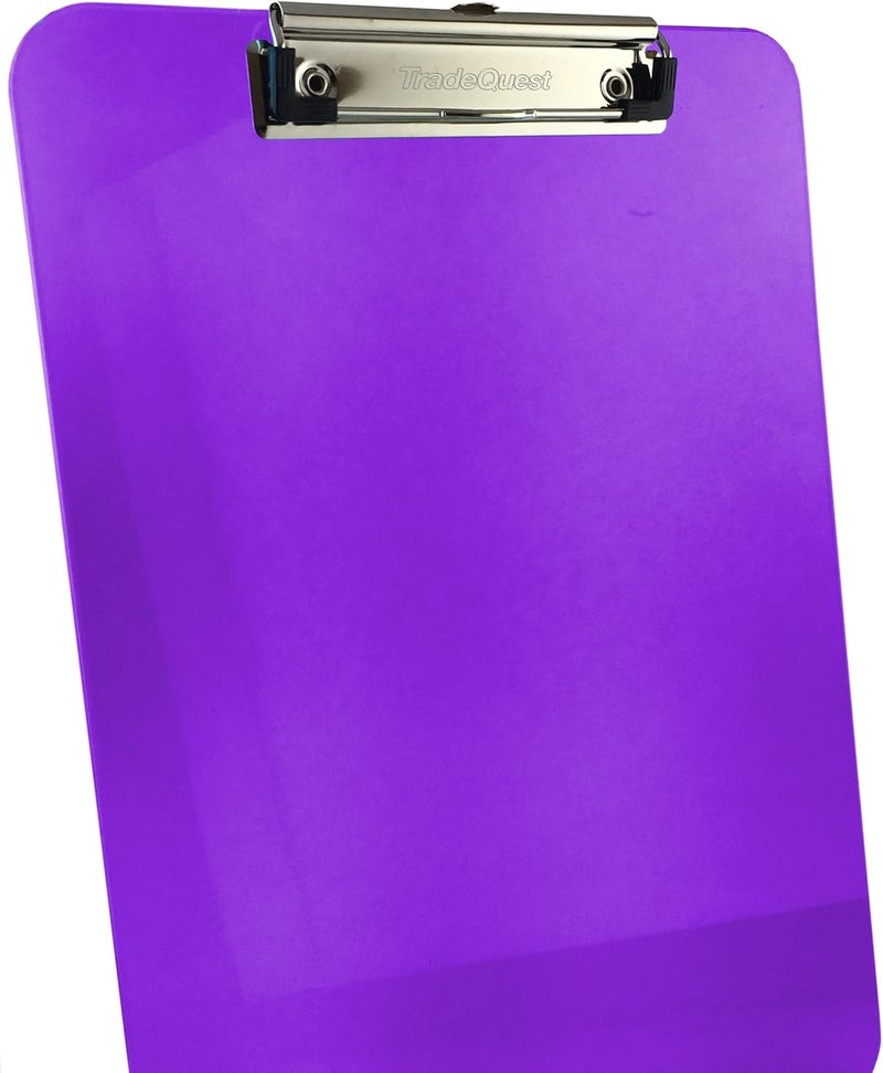 Trade Quest Plastic Clipboard Transparent Color Letter Size Low Profile Clip (Pack of 6) (Purple) - Image 2